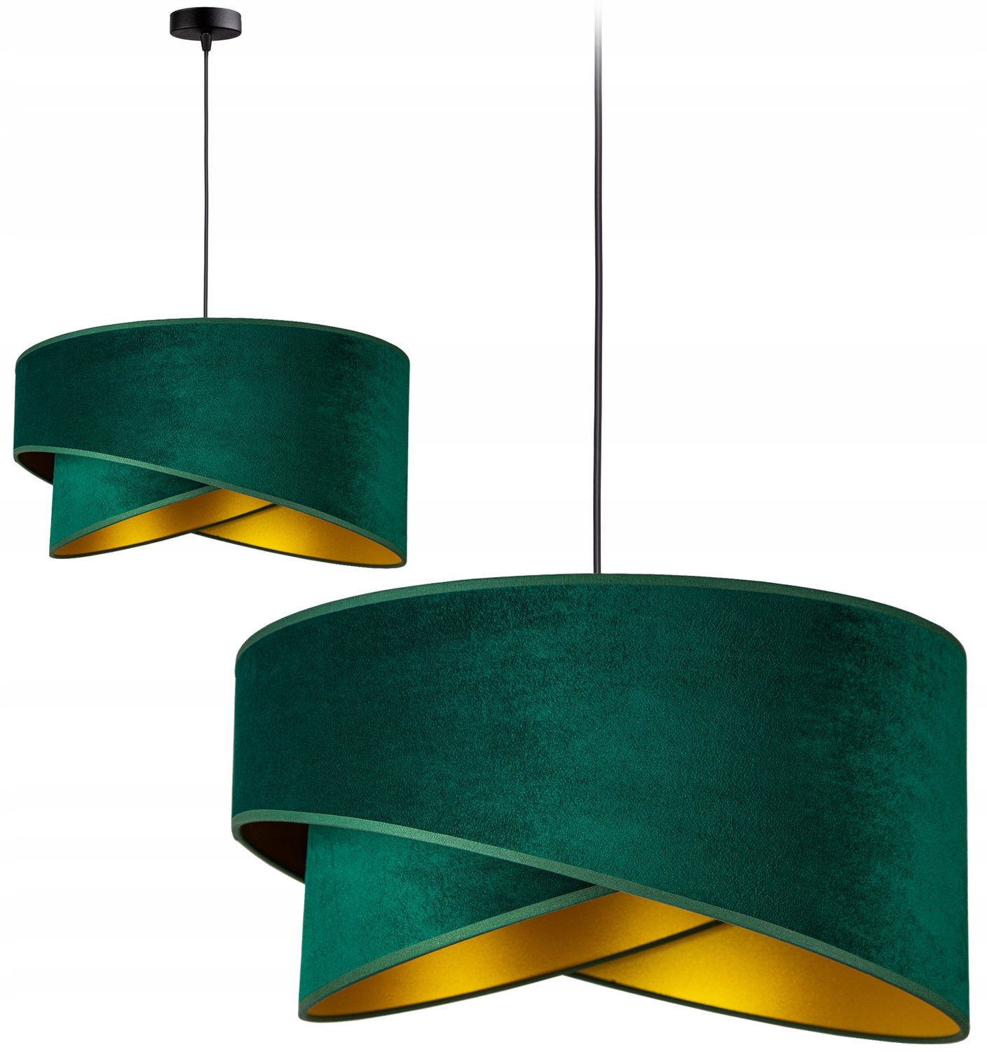 Luxe Velours Hanglamp Flesgroen met Gouden Binnenkant - E27