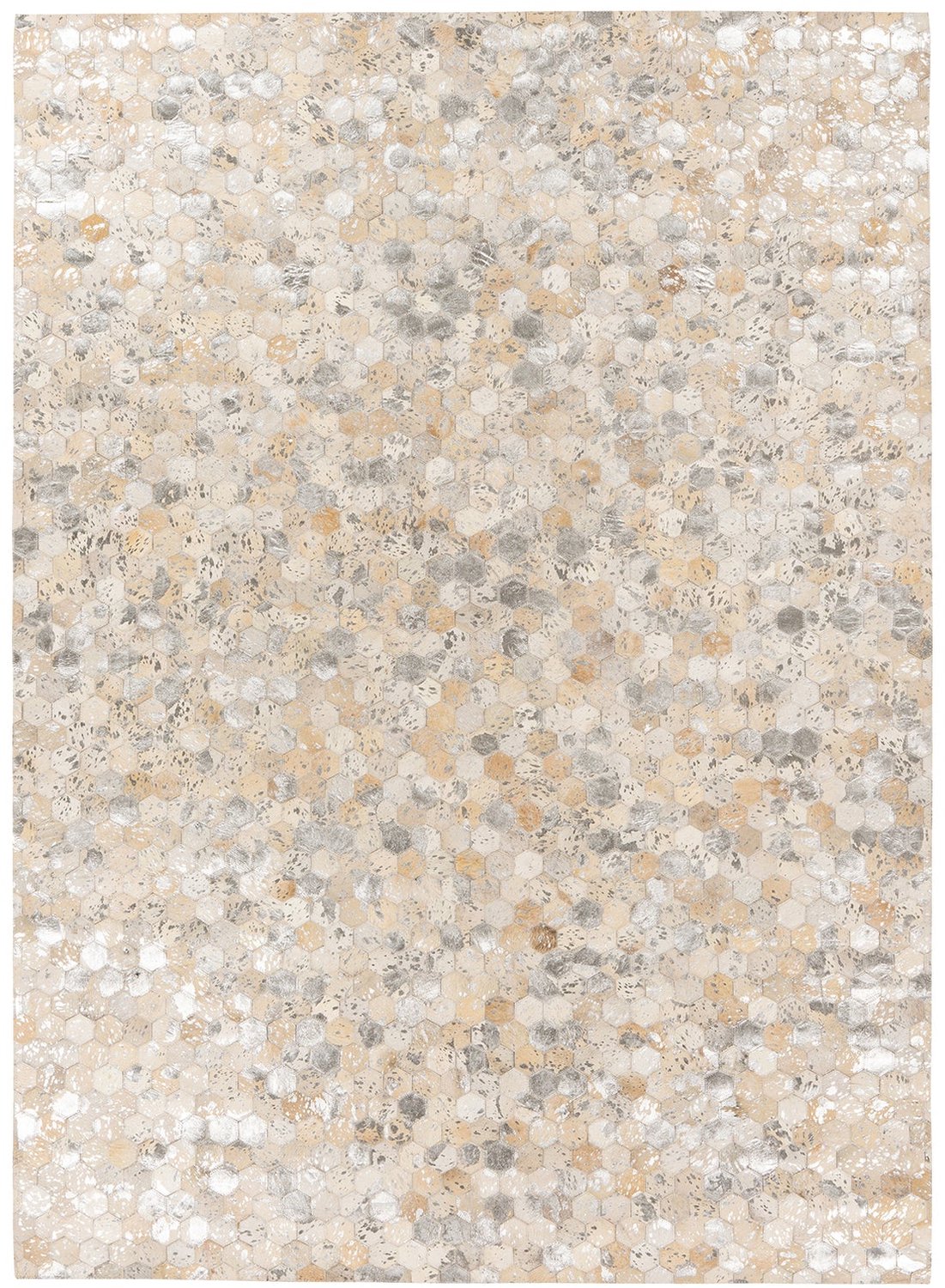 Dutch XXL Leren Vloerkleed | Tapijt | Lavin | Hexagon | Zilver | 160x230 cm