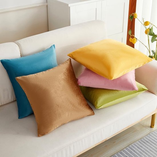 4 stuks eenvoudige sofa fluwelen kussensloop groene print, kleurrijke kussensloop, verlicht je slaapkamer landschap 15,7x15,7 inch (blauwgrijs — afbeelding 2