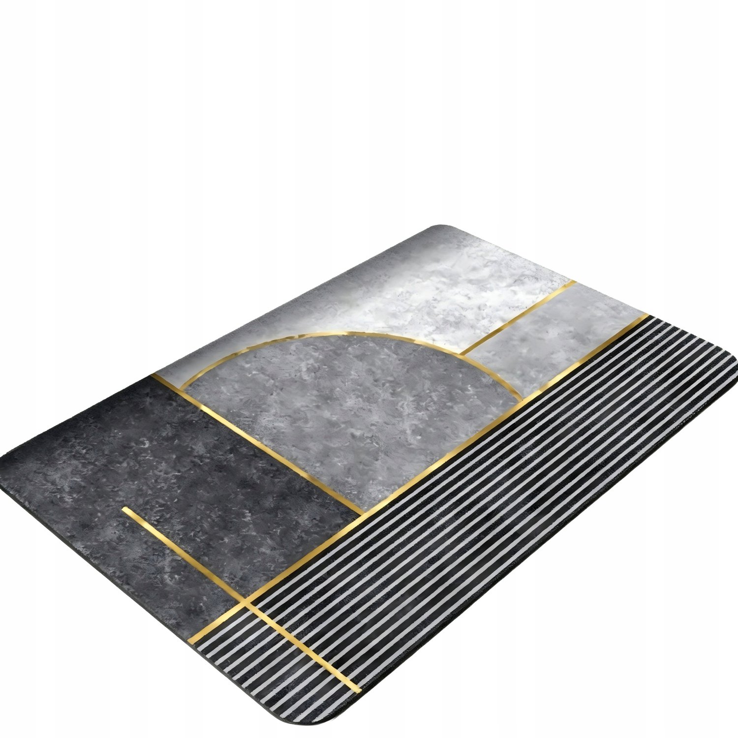 Absorberende Antislip Badkamermat - Grijs/Goud