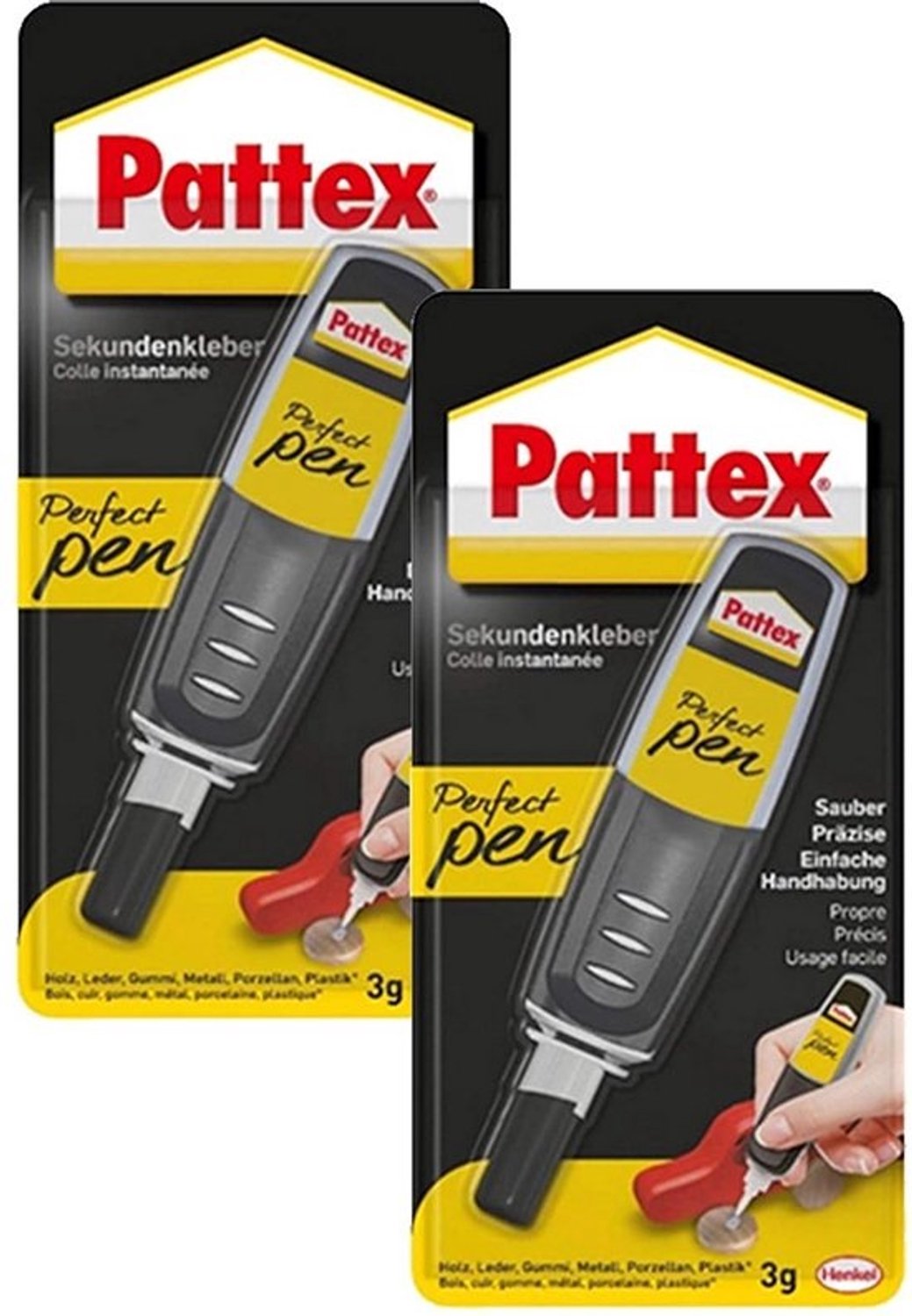 Superlijmstift - voor nauwkeurig doseren van hout, rubber en porselein - Extra sterk - 2 x 3 g