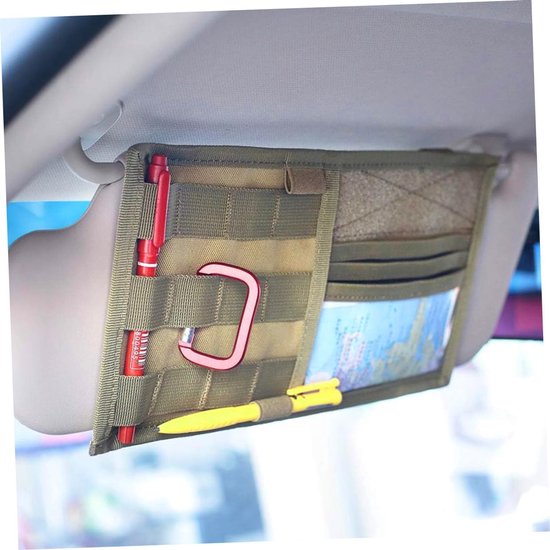 2stuks Auto Zonneklep Organizer Met Zonnebril Houder Ruimtelijke Oplossing Voor Kaarten Essentiële Items Voor Auto-organisatie Gemakkelijke Toegang — afbeelding 4