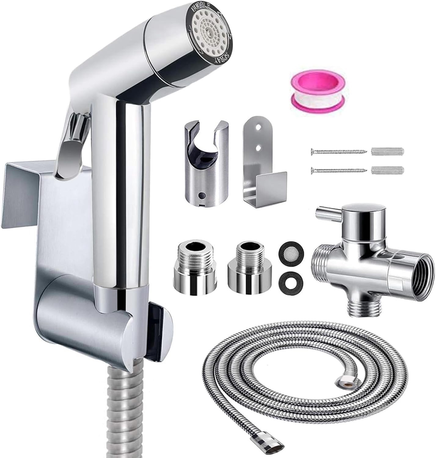 Premium Bidet Handdouche Set met G1/2" Ventiel en G3/8" Bidet Spuit voor Badkamer Hygiëne, Toiletreiniging en Luierschoonmaak