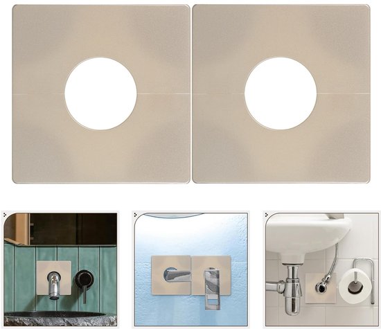 4 Stuks Vierkante Wandgat Afdekplaat Zelfklevend Universele Pijpafdekking voor Douchekraan Verwarming Decoratieve Split voor Net Badkamer Muurbescherming — afbeelding 4