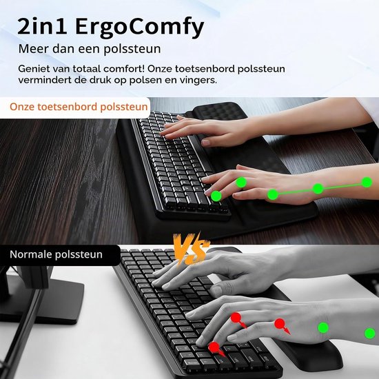 Ergonomische handsteun voor toetsenbord - 2-in-1 polssteun voor optimaal comfort en ondersteuning — afbeelding 5