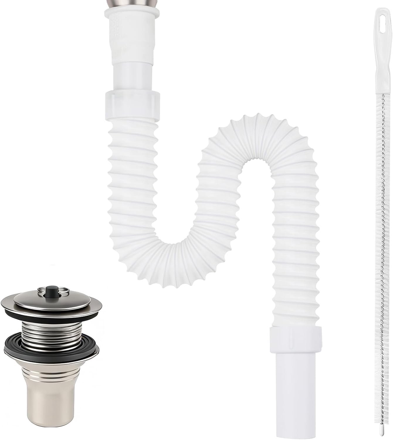 75mm Drain Pipe Sink White Flexible Drain Hose Model 32 Drain Parts Flexible Siphon with 45cm Cleaning Brush High - ShopVlot