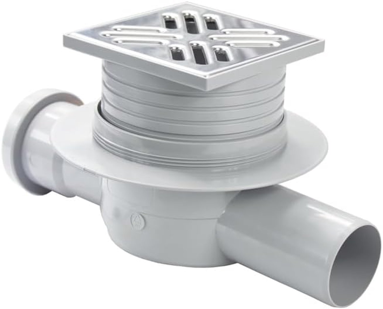 Afvoer van roestvrij staal - vierkante douchegoot - badkamer afvoer met doorloop - membraansifon - 10 x 10 cm - roest INOX