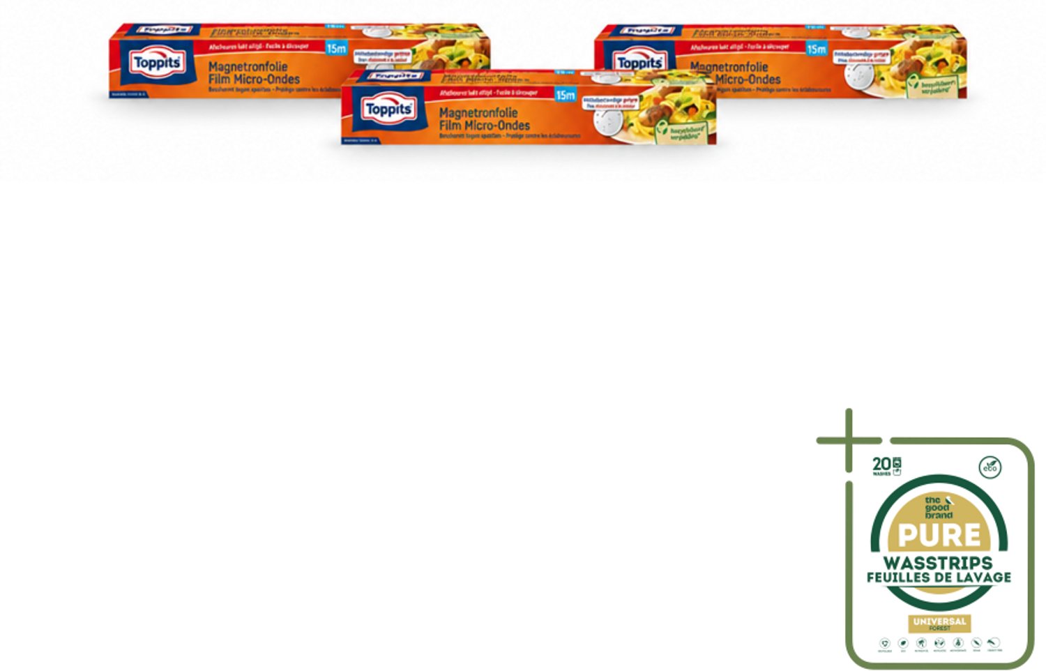 3 x Toppits – Magnetronfolie – 15 m - Wasstrips - Microgolffolie - Magnetronfolie - Vochtregulerende Folie - Zelfklevende Folie - Voedsel Opwarmen