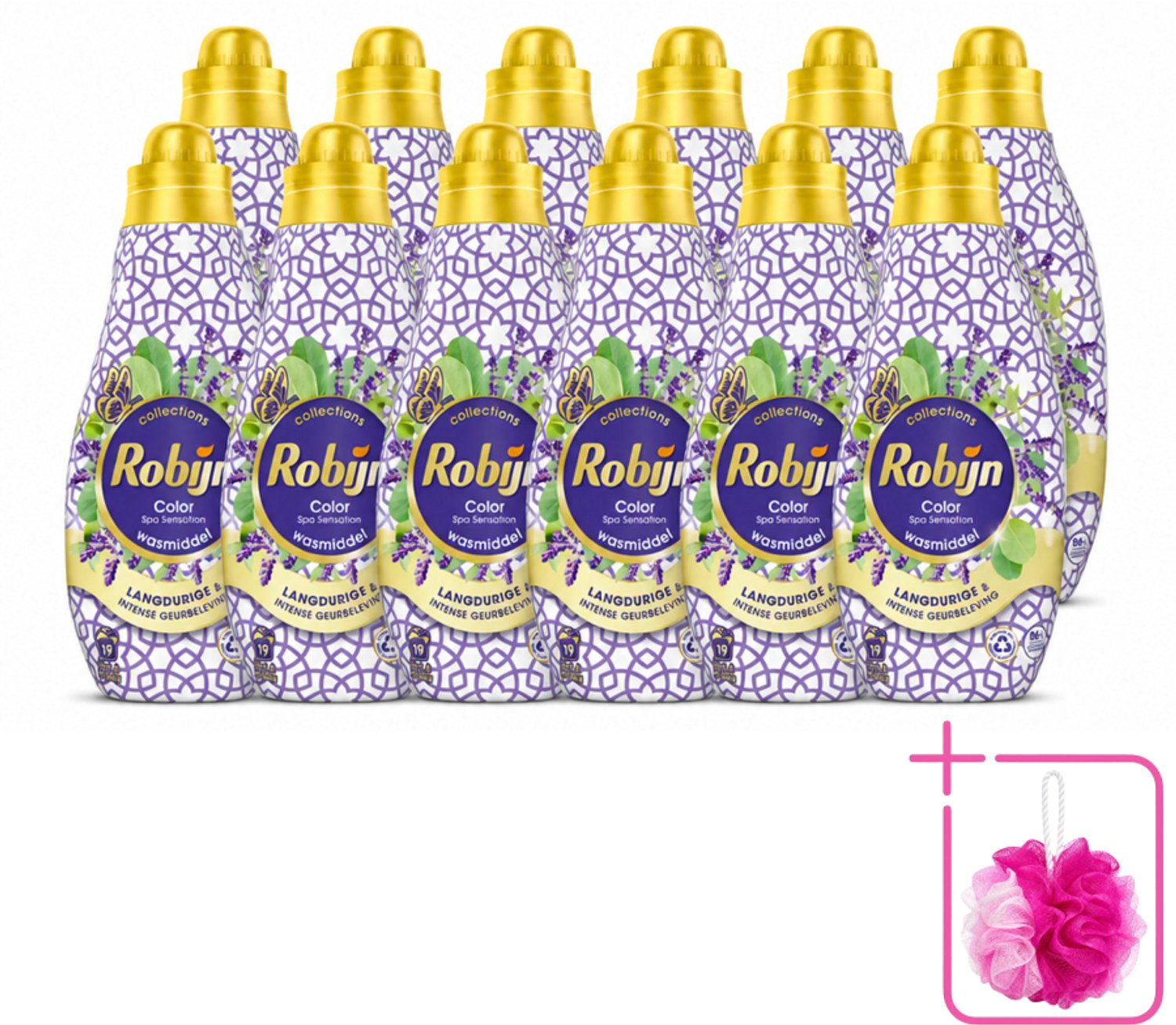 12 x Robijn - Klein & Krachtig Spa Sensation - Vloeibaar Wasmiddel - 19 Wasbeurten - 665 ml - Bulkverpakking - Wasmiddel - Douchemop - Spa Geur