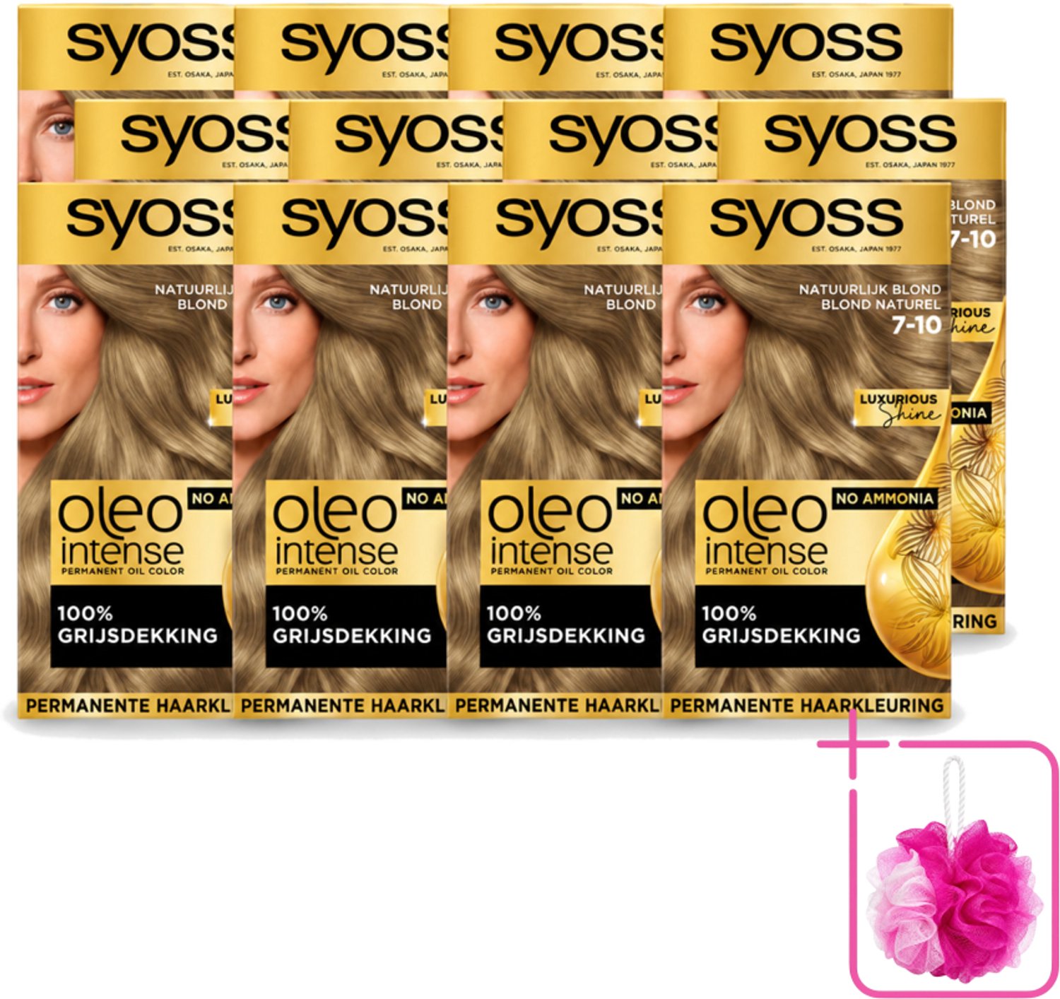 12 x SYOSS - Oleo Intense 7-10 - Haarverf - Permanente Haarkleuring - Natuurlijk blond - Langdurige Kleur - Bulkverpakking - Natuurlijk blond - Douchemop - Permanente haarkleuring