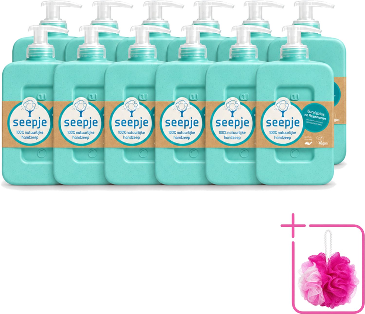 12 x Seepje - Handzeep - Eucalyptus met Rozemarijn - 300 ml - Antiseptische Geur - Bulkverpakking - Handzeep - Douchemop - Eucalyptus