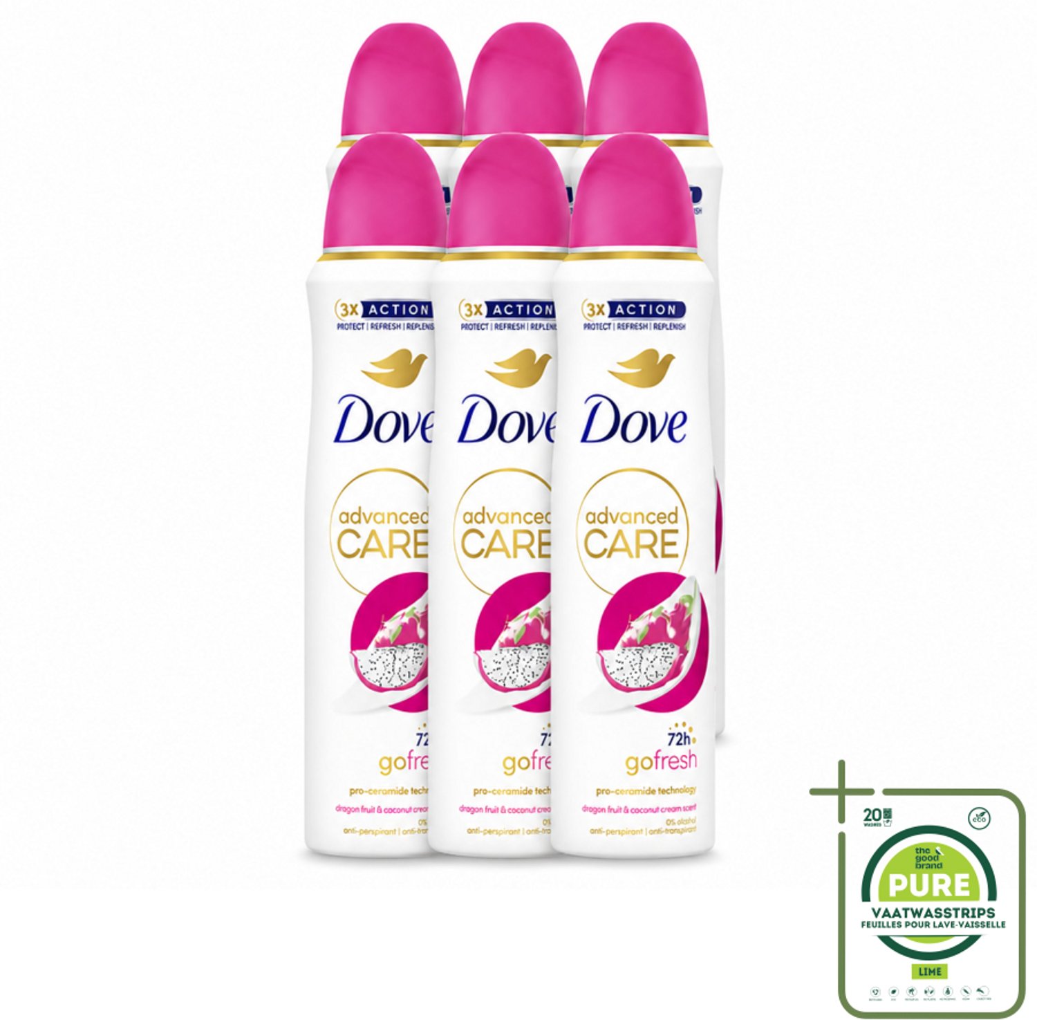 6 x Dove – Deodorant Spray – Dragon Fruit & Coconut Cream – 150 ml - Grootverpakking - Anti-transpirant Spray - Zweetvermindering - Geur Van Dragon Fruit - Kokosnootcrème - Huidverzorging