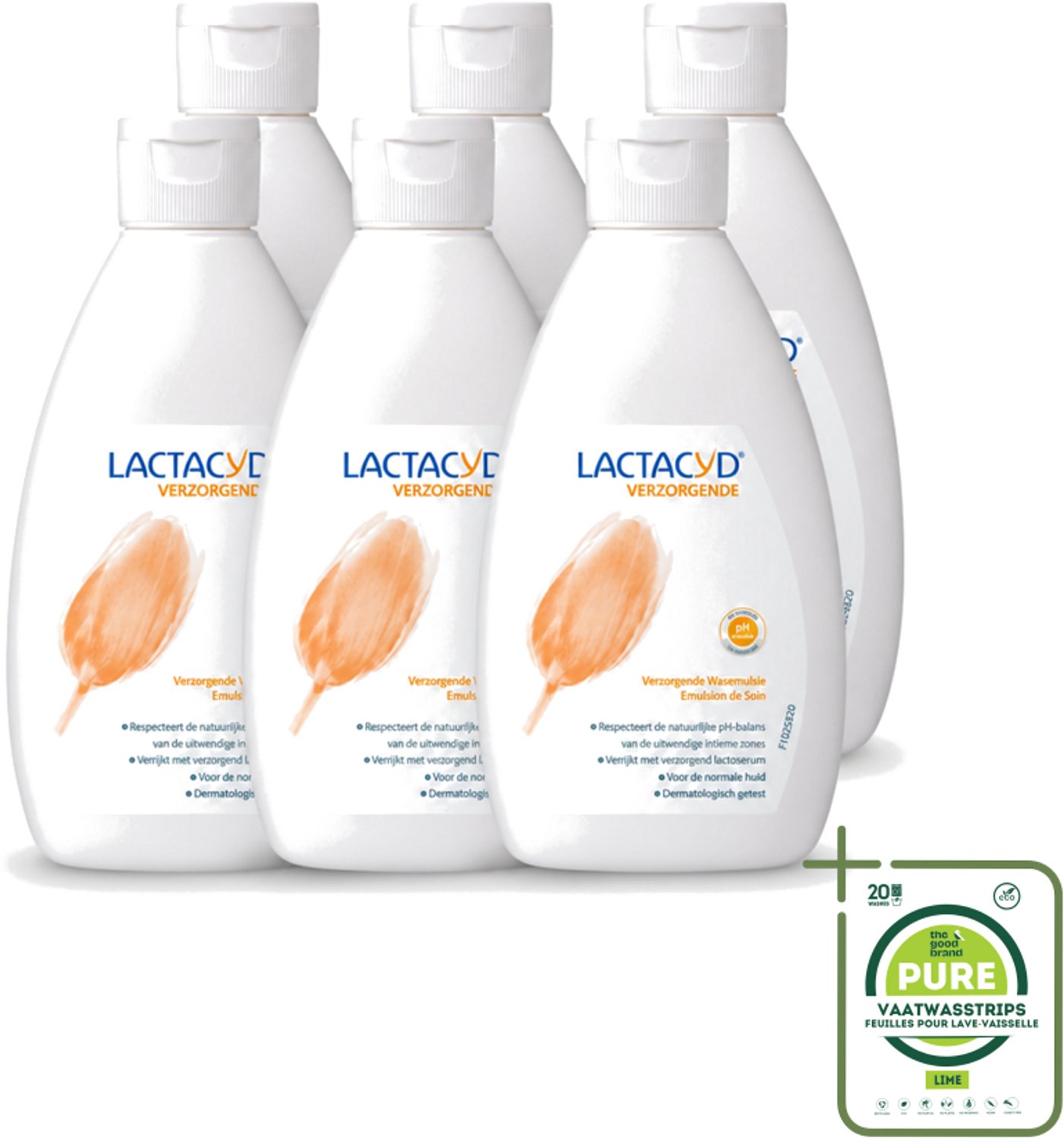 6 x Lactacyd – Verzorgende Wasemulsie – pH-vriendelijk – 300 ml - Grootverpakking - Intieme Wasemulsie - Milde Intieme Verzorging - Zeepvrij - PH-vriendelijk - Gevoelige Huid