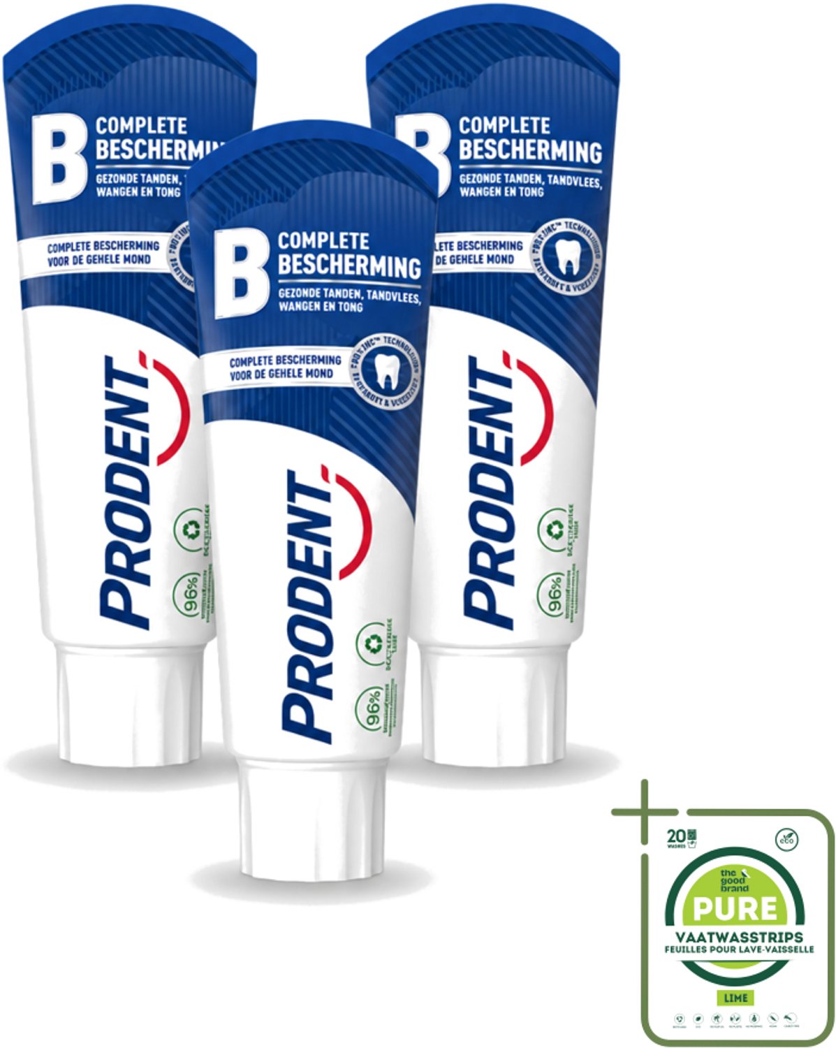 3 x Prodent – Tandpasta – Complete Bescherming – Pro-Zinc Technologie – 75 ml - Grootverpakking - Vaatwasstrips - Tandpasta - Mondgezondheid - Antibacteriële Tandpasta - Pro-Zinc - Fluoridetandpasta