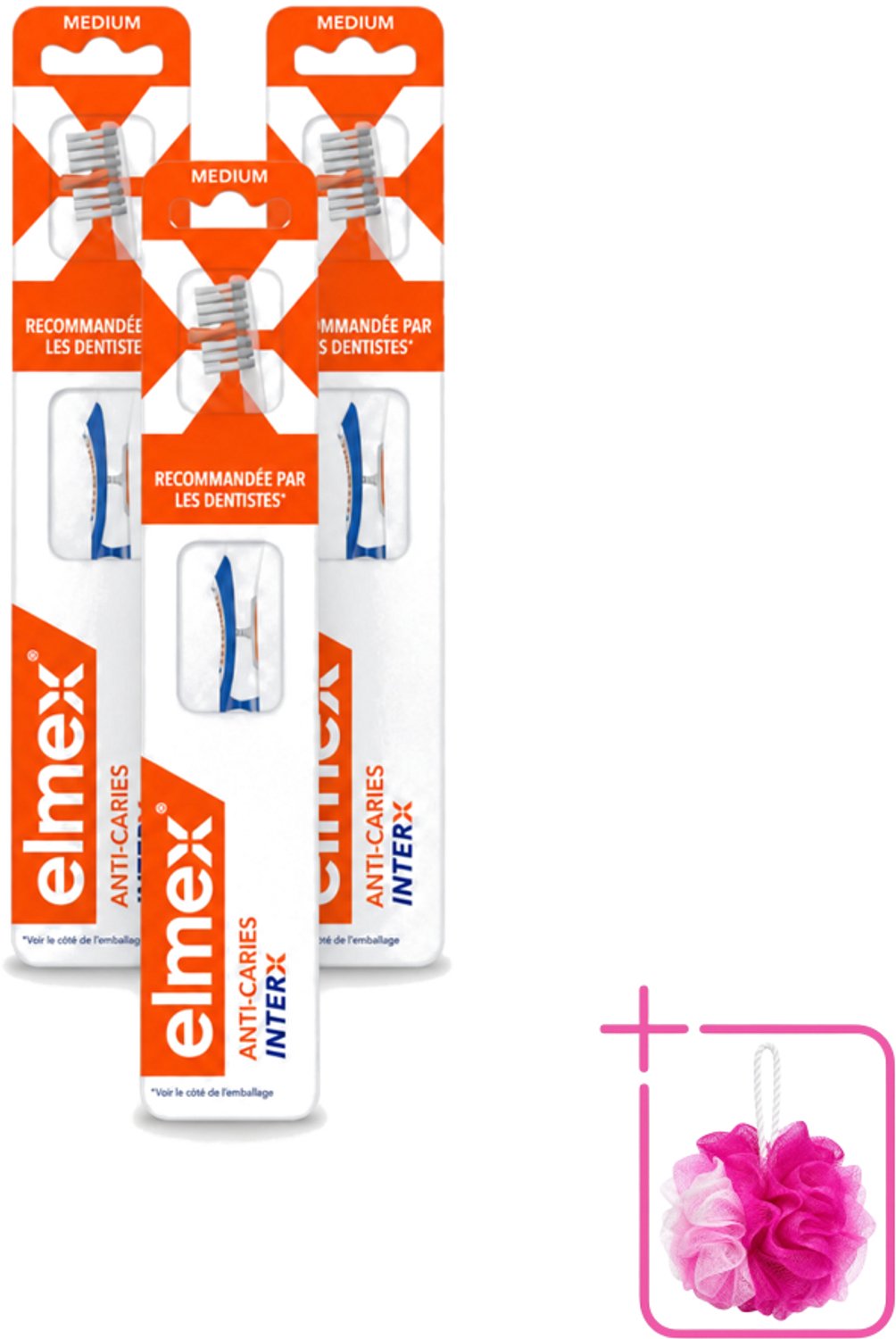 3 x Elmex – Tandenborstel – InterX Medium - Bulkverpakking - Tandenborstel anti-cariës - Interdentale reiniging