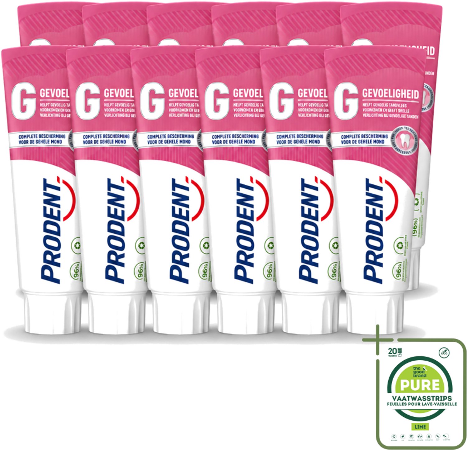 12 x Prodent – Tandpasta – Gevoeligheid – Pro-Zinc Technologie – 75 ml - Grootverpakking - Vaatwasstrips - Gevoelige Tanden - Gevoelig Tandvlees - Pro-Zinc - Antibacteriële Werking - Mondverzorging