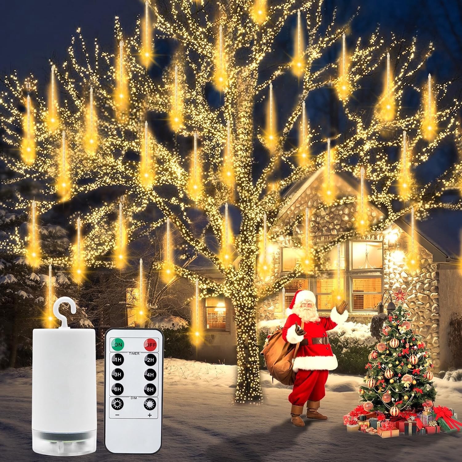 Meteor Shower Fairy Lights met 192 LED's - Waterdichte Sfeerverlichting voor Kerst, Tuin en Bruiloften, Inclusief Timer en 8 Buizen