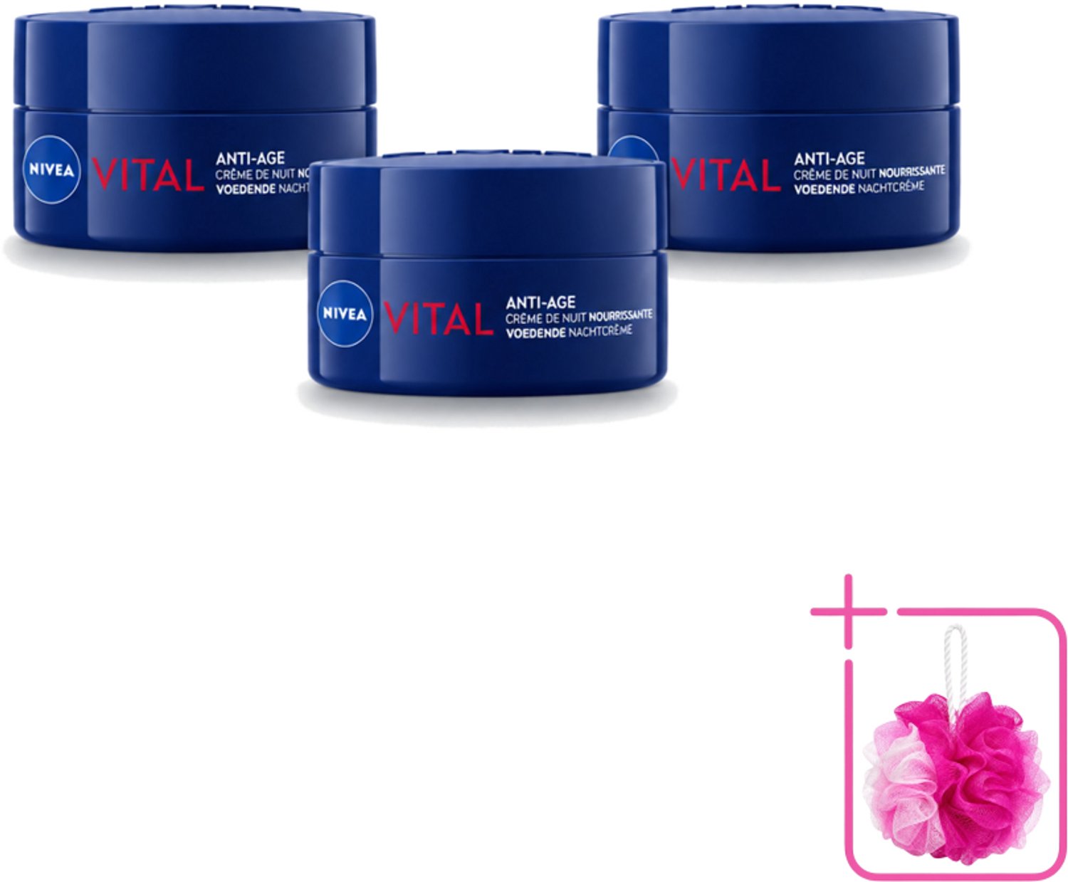 3 x NIVEA - Nachtcrème - VITAL Anti-Rimpel Herstellend - Voor rijpe huid - Met Vitamine F, Teunisbloemolie & Calcium - 50 ml - Bulkverpakking - Nachtcrème - Anti-rimpel