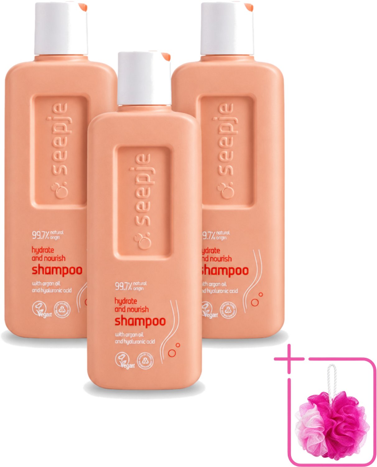 3 x Seepje - Hydrate & Nourish Shampoo - Intense Hydratatie voor Gezond Haar - 300 ml - Bulkverpakking - Hydratatie haar - Douchemop - Natuurlijke shampoo