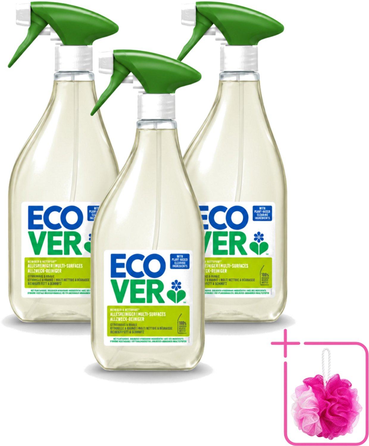 3 x Ecover - Allesreiniger Spray - Citroengras & Sinaasappel - 500 ml - Bulkverpakking - Schoonmaken - Douchemop - Reinigingsmiddel