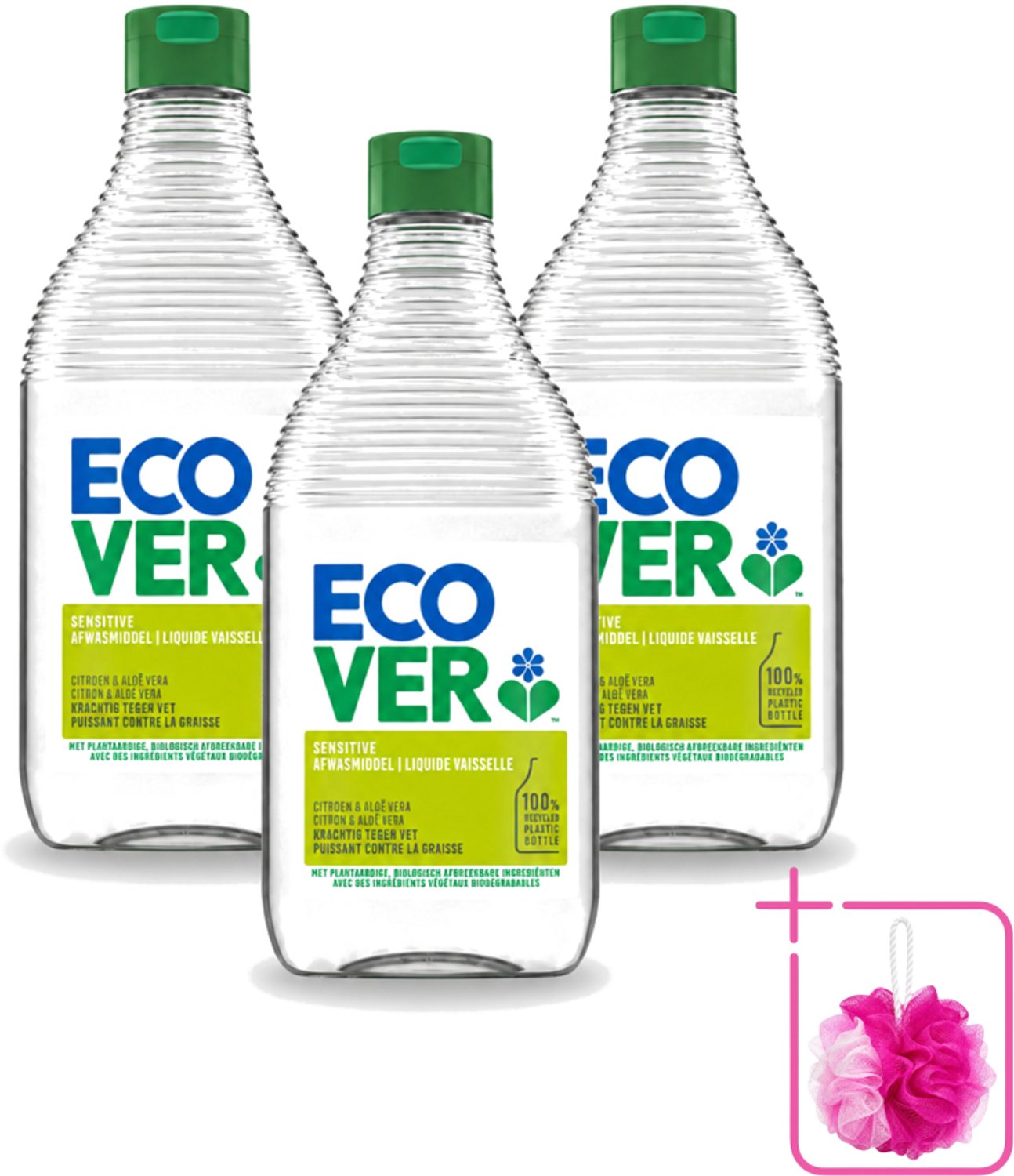 3 x Ecover - Afwasmiddel - Citroen & Aloë Vera - 450 ml - Bulkverpakking - Afwasmiddel citroen aloë vera - Milieuvriendelijk afwassen