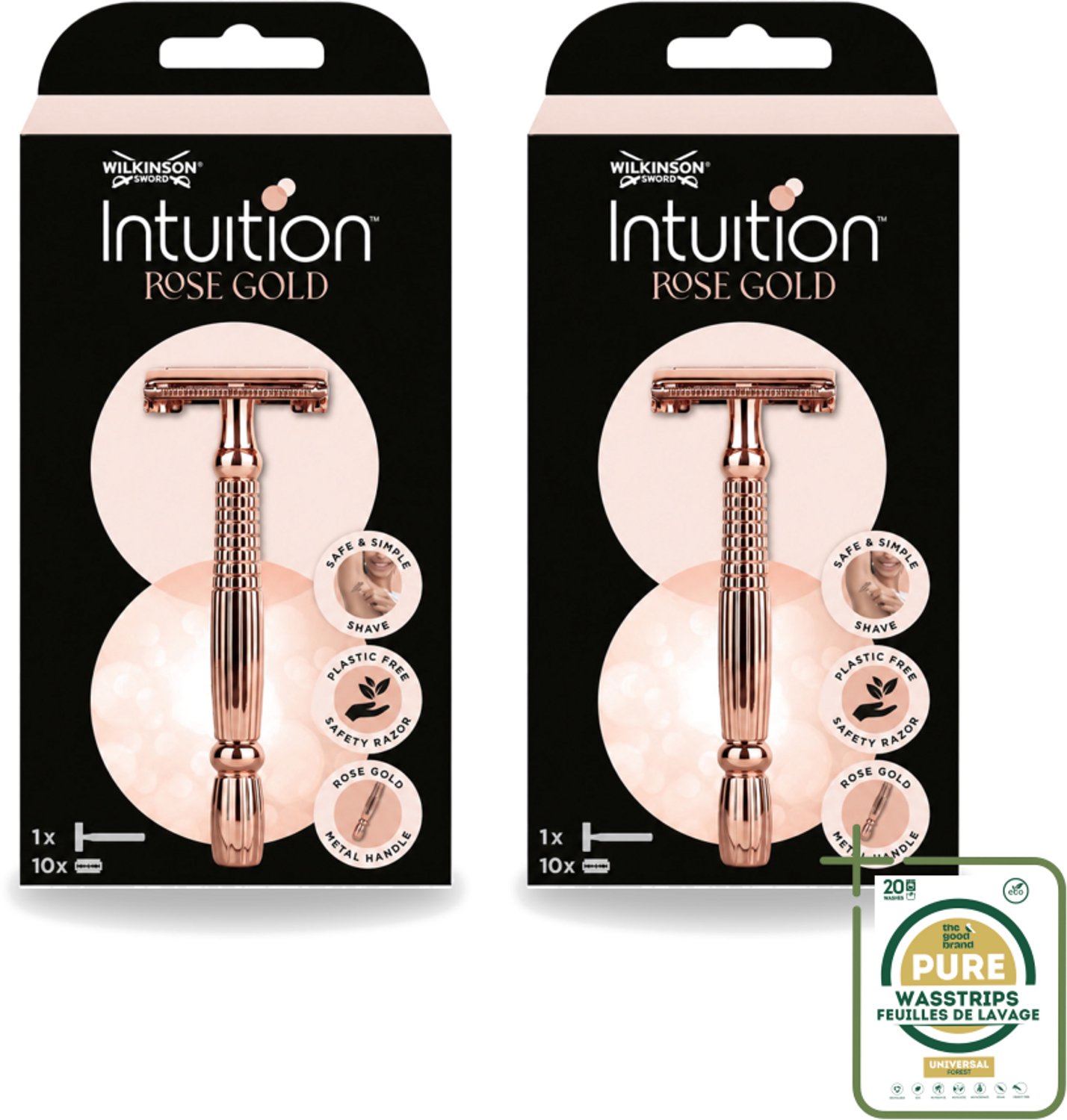 2 x Wilkinson Sword - Scheermes - Intuition Rose Gold - Luxe - 10 mesjes - Scheermes - Veiligheidsscheermes - Roze Goud - Intuïtieve Scheermes - Comfortabele Scheerbeurt