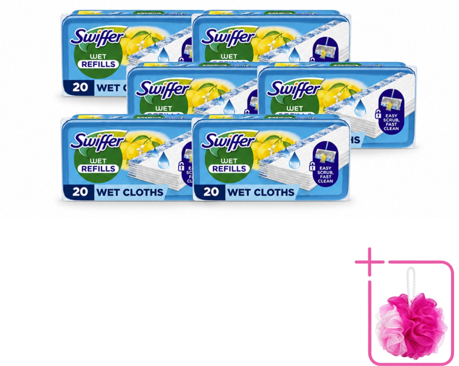 6 x Swiffer - Vloerdoekjes – Citrus Fresh – 20 doekjes - Bulkverpakking - Vloerdoekjes navullingen - Douchemop - Schoonmaken