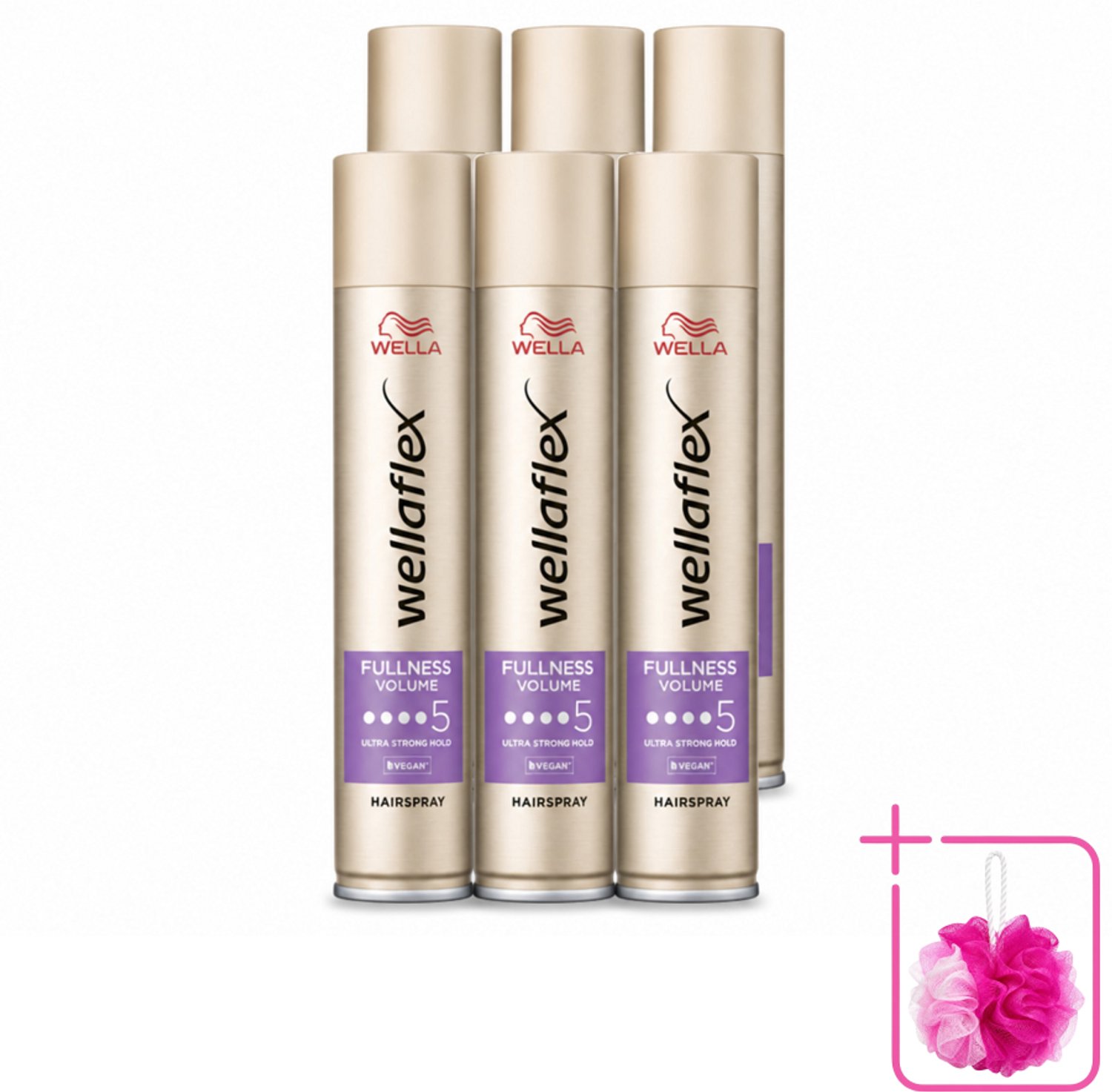 6 x Wella – Flex Fullness Volume Ultra Strong – Haarspray – 250 ml - Bulkverpakking - Haarspray - Douchemop - Volume