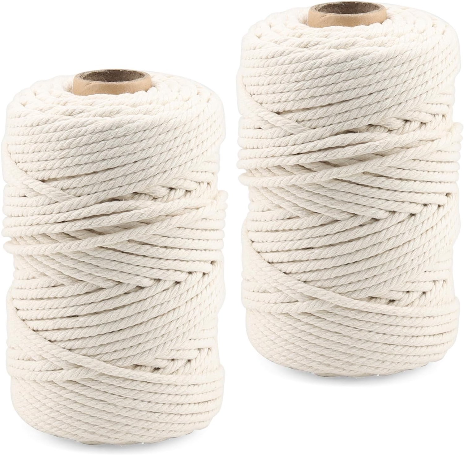 Macrame Koord 5 mm x 100 m - 2 Rollen Natuurlijk Touw voor Knutselen, Cadeauverpakking en Bruiloftdecoraties