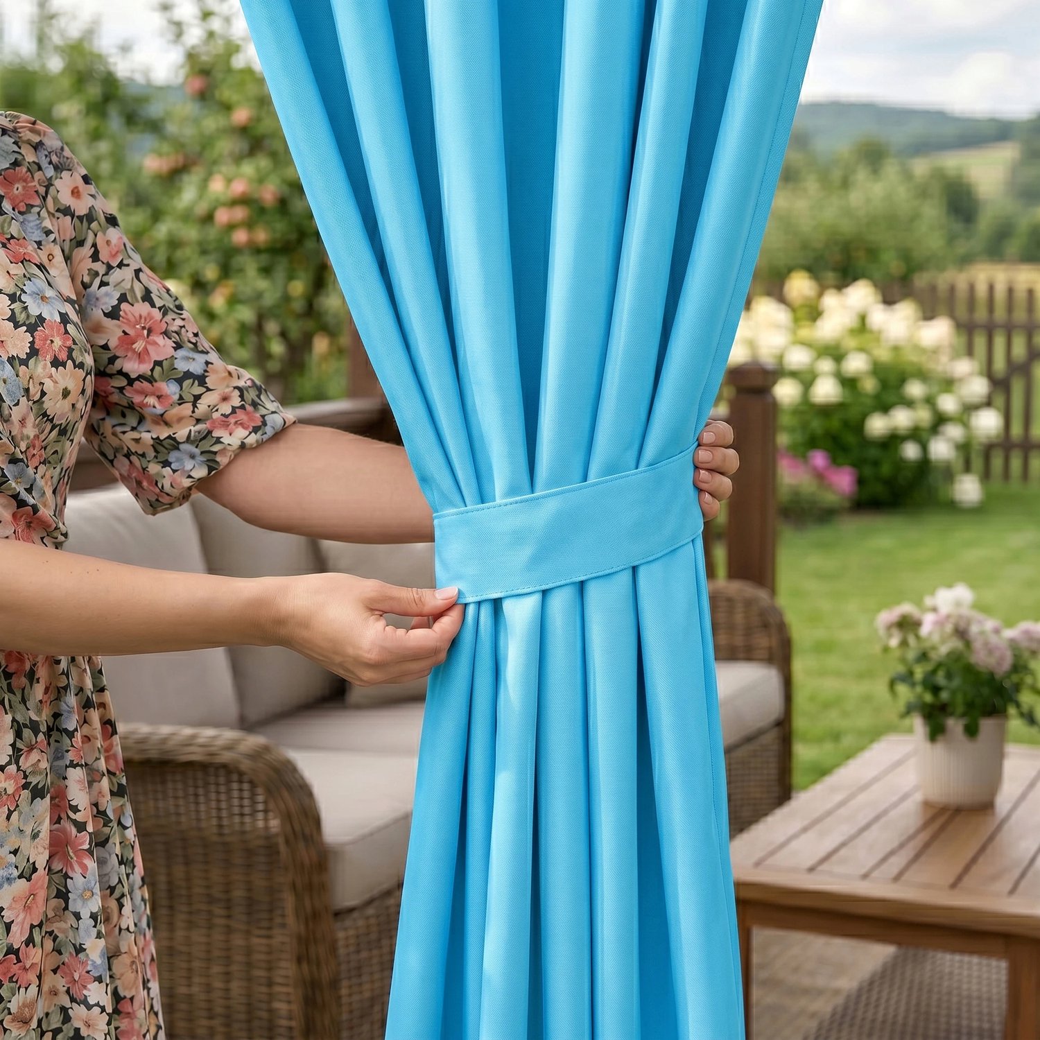 Waterdicht Terras Gordijn Blauw 155x180cm - UV-bescherming & Privacy