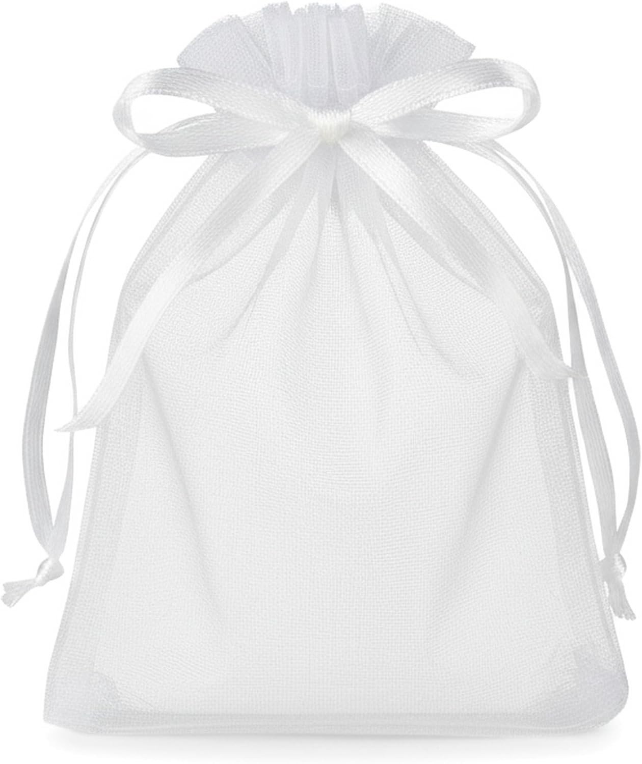 100 Stuks Witte Organza Tassen 10 x 12 cm Kleine Cadeautassen Transparant voor Trouwen, Sieraden en Feestjes