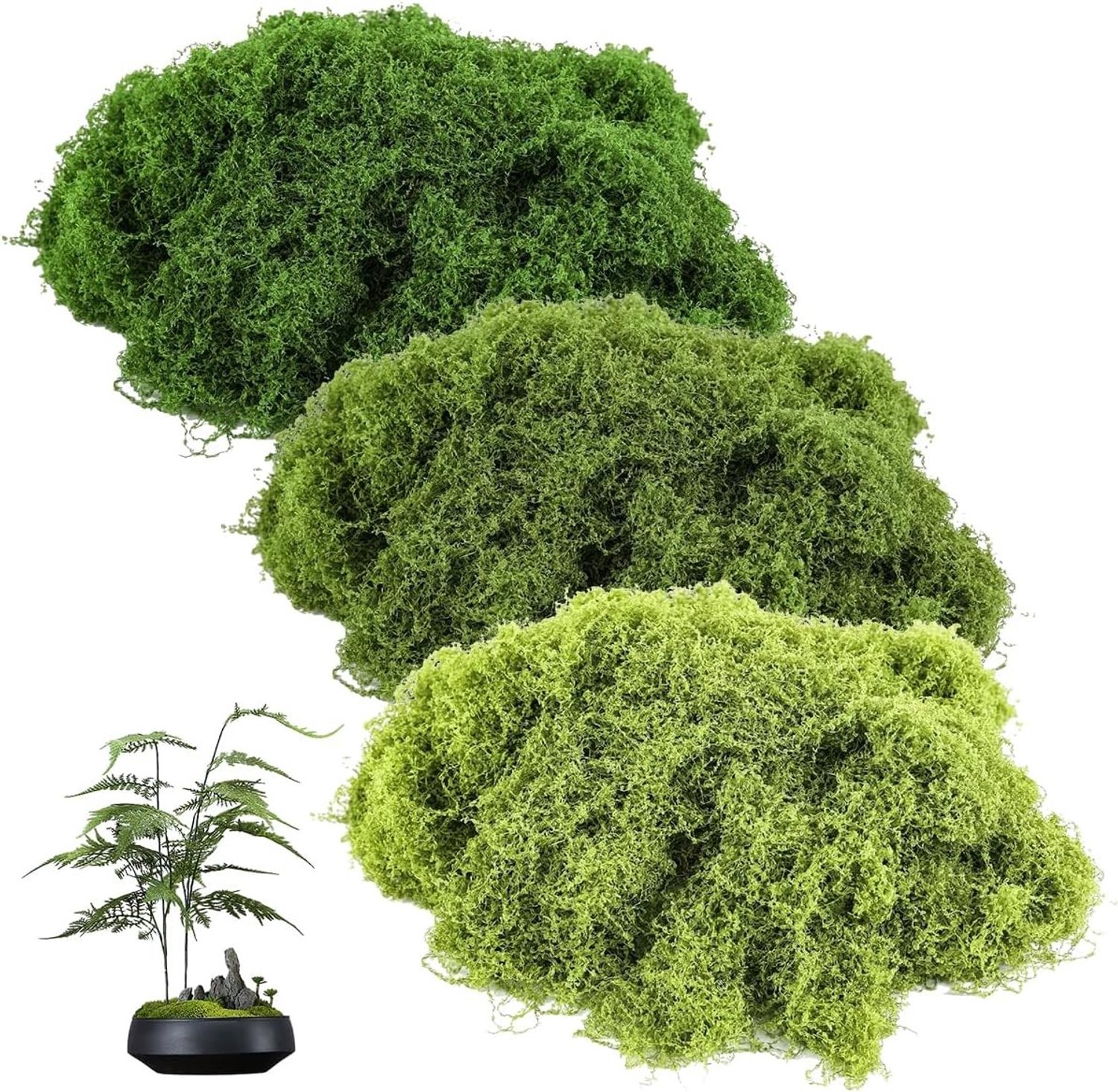Decoratieve Kunstmos in Olijfgroen en Lichtgroen voor Creatieve Projecten, Tuin en Plantenbakken - 300 g Kunstmatige Mos voor Ambachten