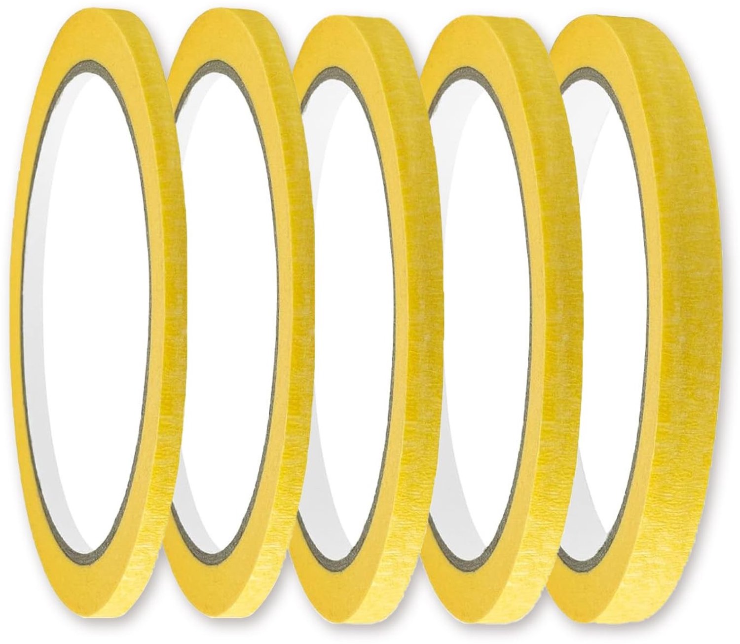 Crepe Tape Set van 5 Rollen, Zelfklevende Fineline Tape voor Schilderen, DIY Projecten, Kantoor en School, Beschikbaar in 5 mm, 8 mm, 10 mm en 15 mm