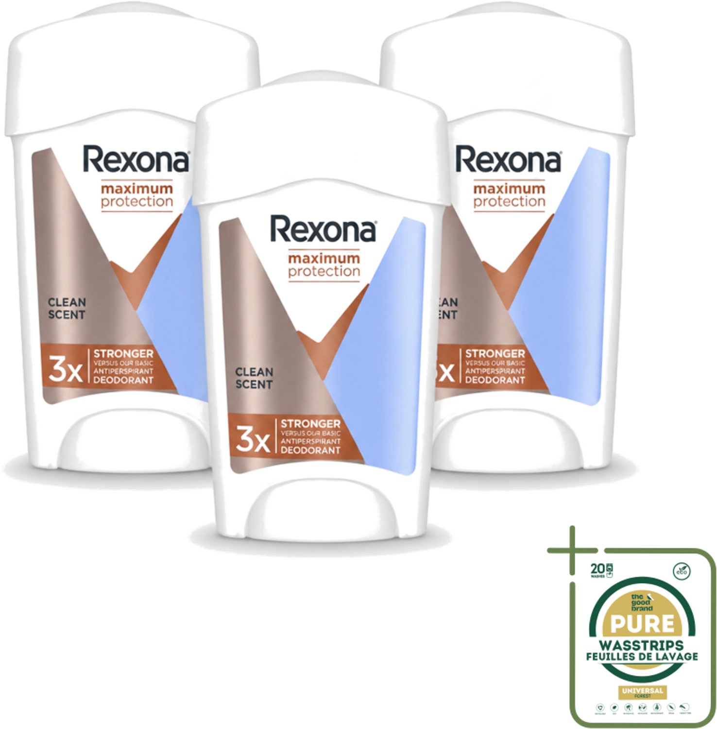 3 x Rexona Women – Anti-Transpirant Stick – Maximum Protection Clean Scent – 45 ml - Anti-transpirant - Anti-transpirant Stick - Zweetvocht - Zweetbescherming - Lichaamsgeur