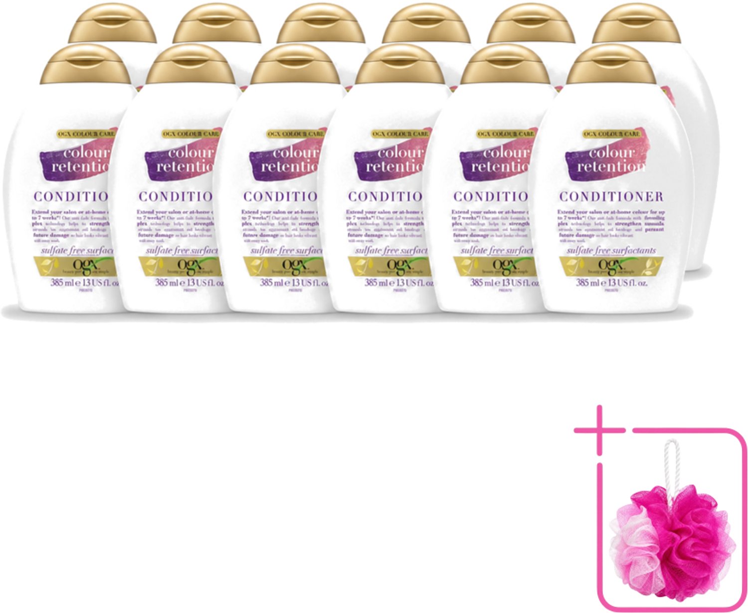 12 x OGX - Colour Retention - Conditioner - Voor Gekleurd Haar - 385 ml - Bulkverpakking - Kleurbehoud - Douchemop - Haarkleur