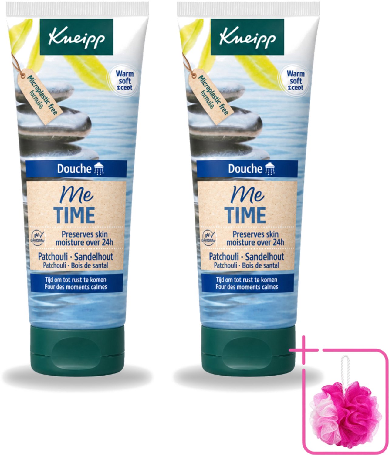 2 x Kneipp – Douchegel – Me Time Patchouli & Sandelhout – 75 ml - Bulkverpakking - Doucheschaam - Douchemop - Ontspanning