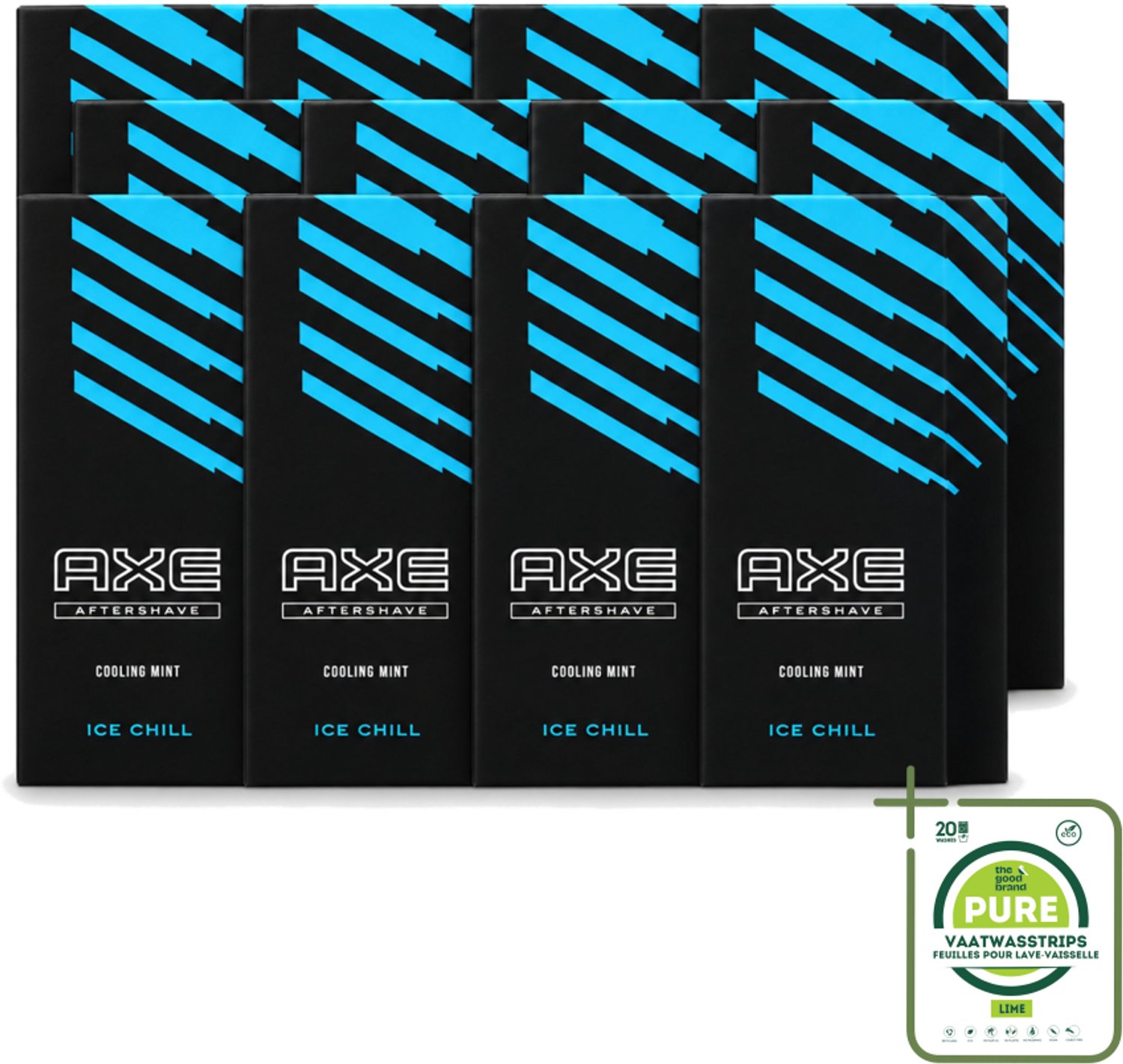 12 x Axe – Aftershave – Ice Chill – Cooling Mint – 100 ml - Grootverpakking - Aftershave - Verkoeling - Huidverzorging - Scheren - Frisheid