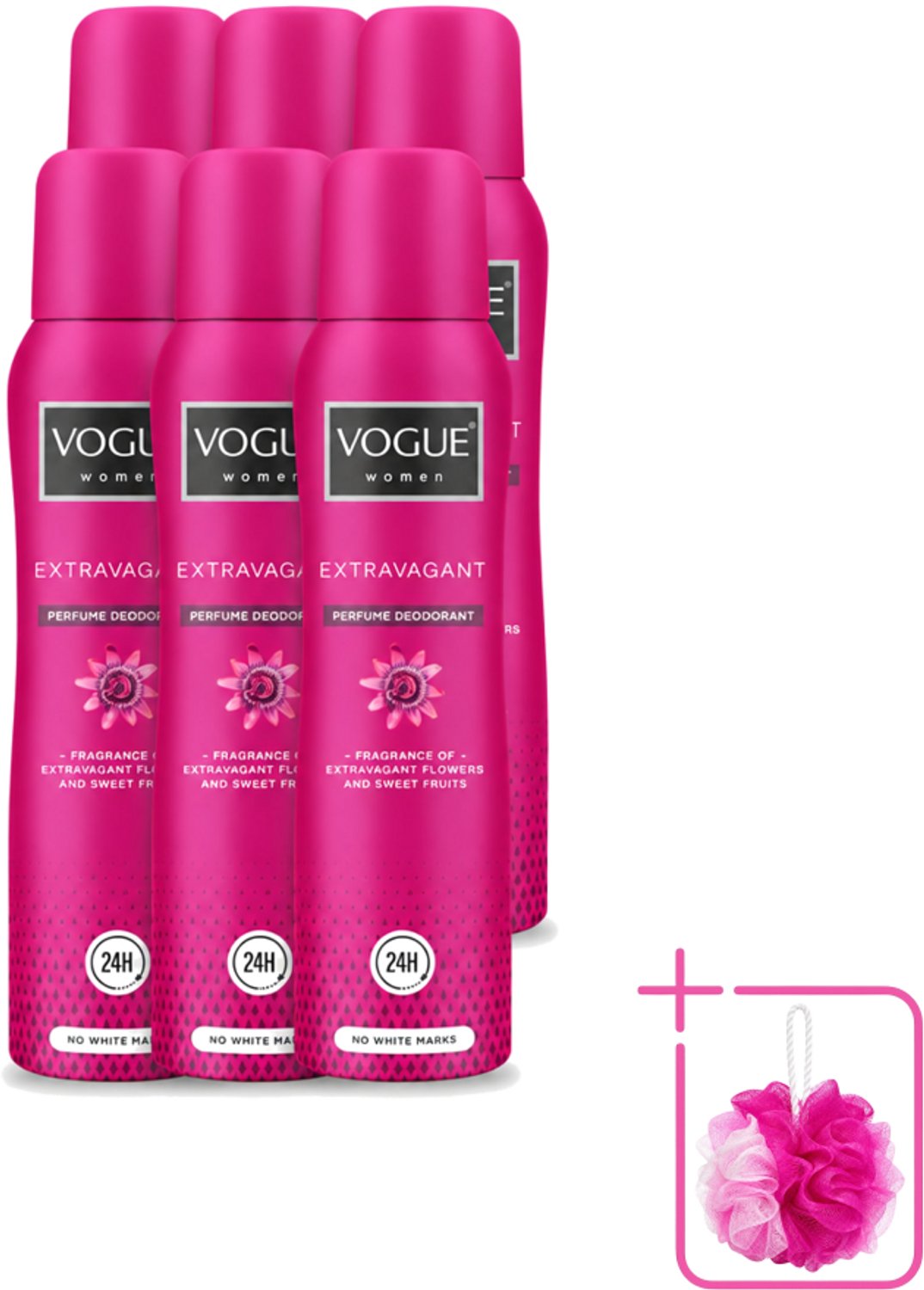 6 x Vogue Women - Extravagant - Parfum Deodorant - 150 ml - Bulkverpakking - Parfum deodorant - Geur