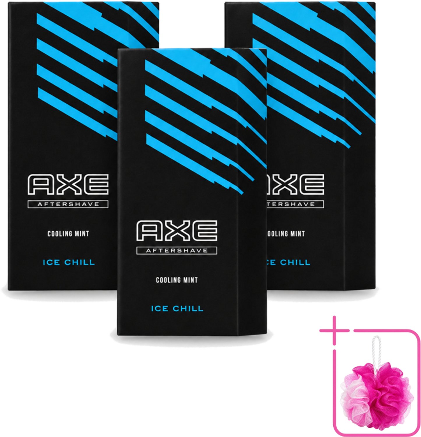 3 x Axe – Aftershave – Ice Chill – Cooling Mint – 100 ml - Bulkverpakking - Aftershave - Douchemop - Verkoeling