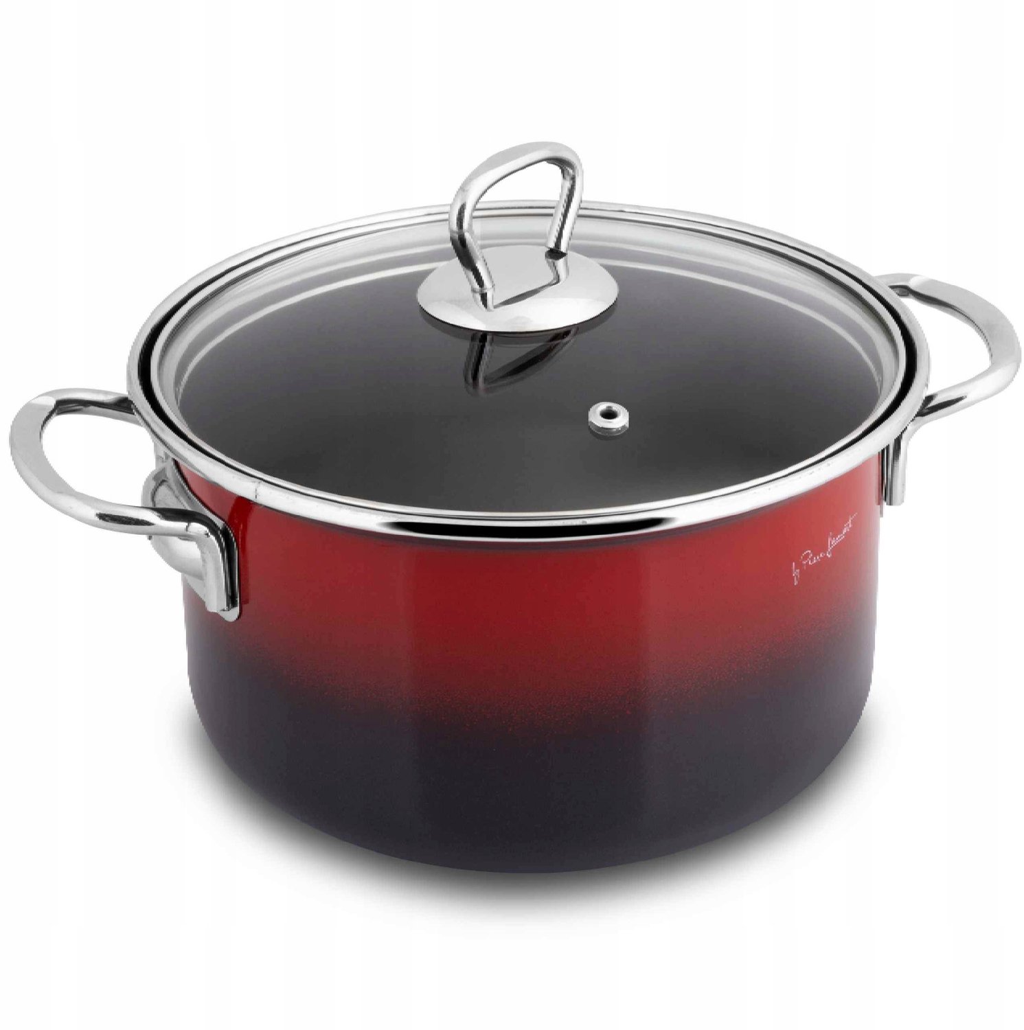 Lamart Email LT1181 Pan met Deksel 2.4L - Rood/Zwart - Inductie