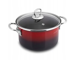 Lamart Email LT1181 Pan met Deksel 2.4L - Rood/Zwart - Inductie