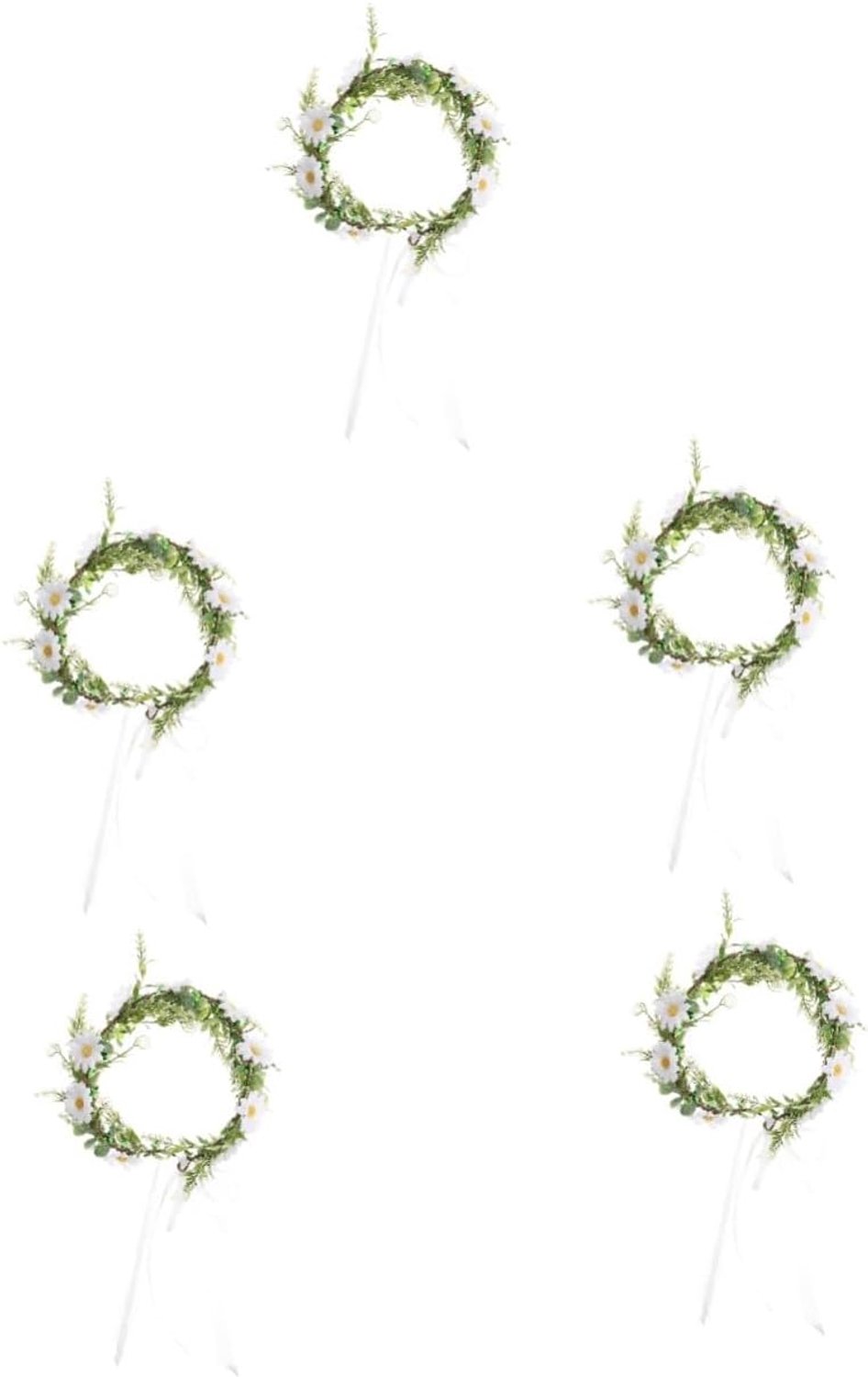 Beavorty 5 Stuks Boho-krans Meisjes Haarbandjes Zonnebloem Hoofdband Hoofddeksel Voor Carnavalsfeest Bloemen Hoofddeksel Tiara Plastic Bruid De Bloemen Wit Haaraccessoires