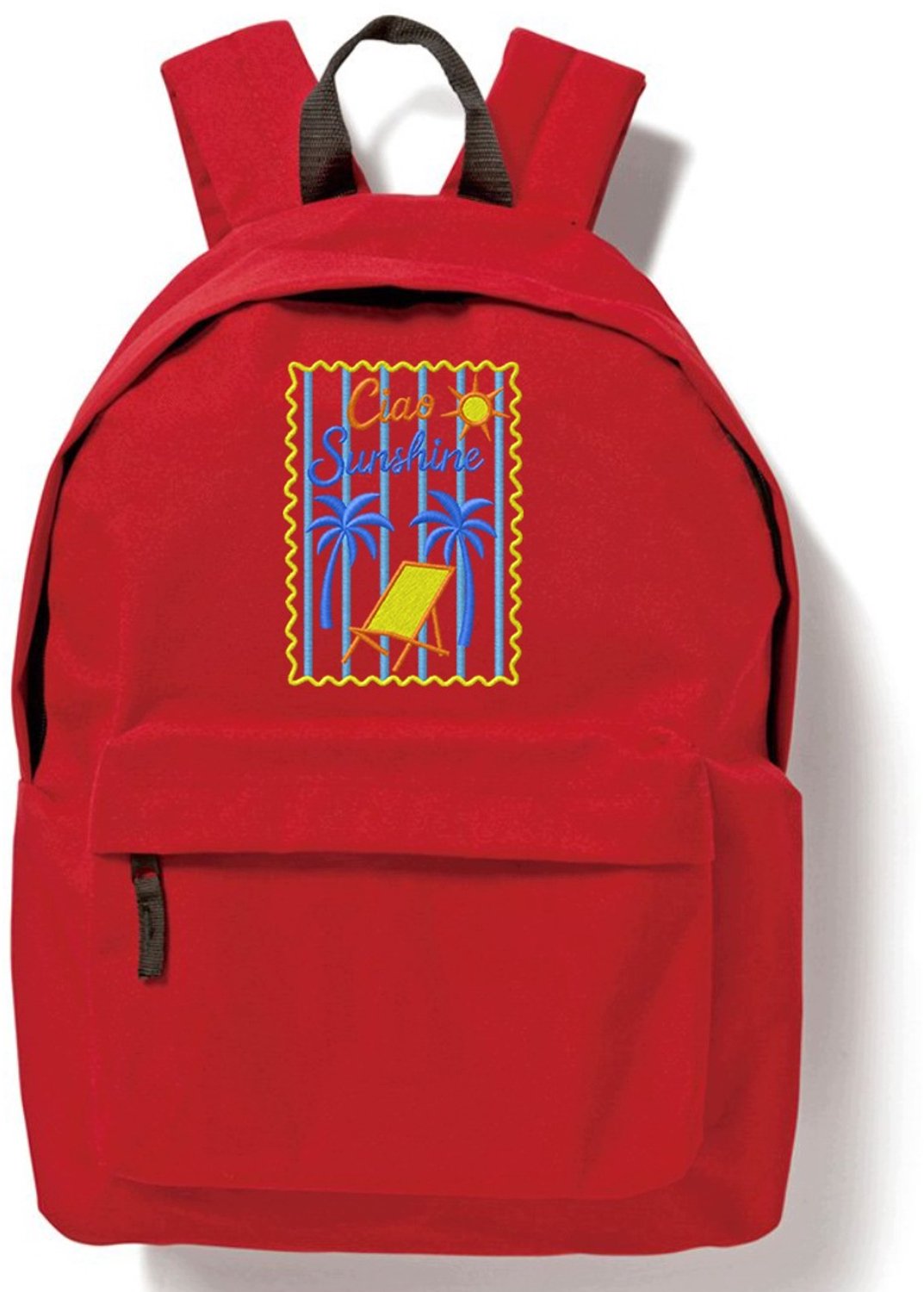 Rode Reistas 20L met Zomerse Borduur - Perfect voor Vakantie
