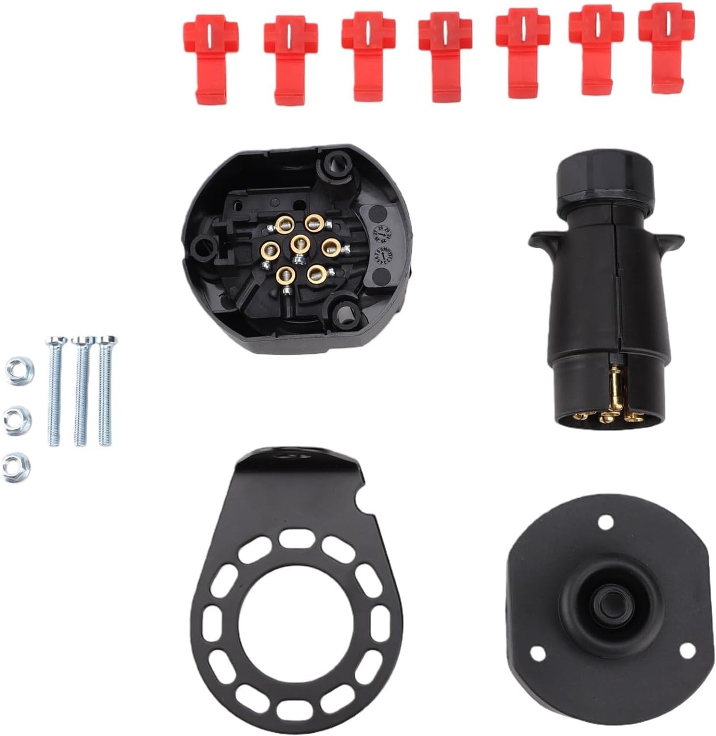 aqxreight 7 Wegen Trailerconnector Kit, ABS Behuizing Metaal Beugel