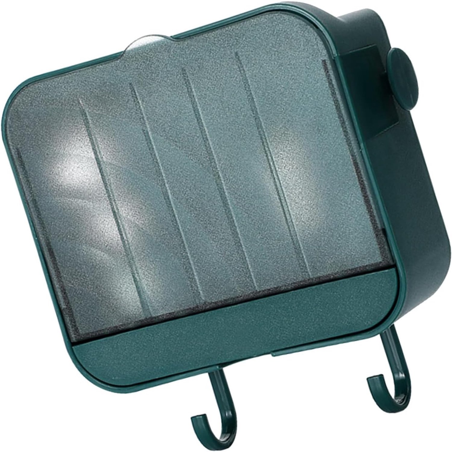 Hyuduo Wanddoos Zelflozende Houder, PP-materialen met Deksel, 2 Haken voor Gebruik in Badkamer en Keuken, 12,5x4,6x11cm (GREEN)