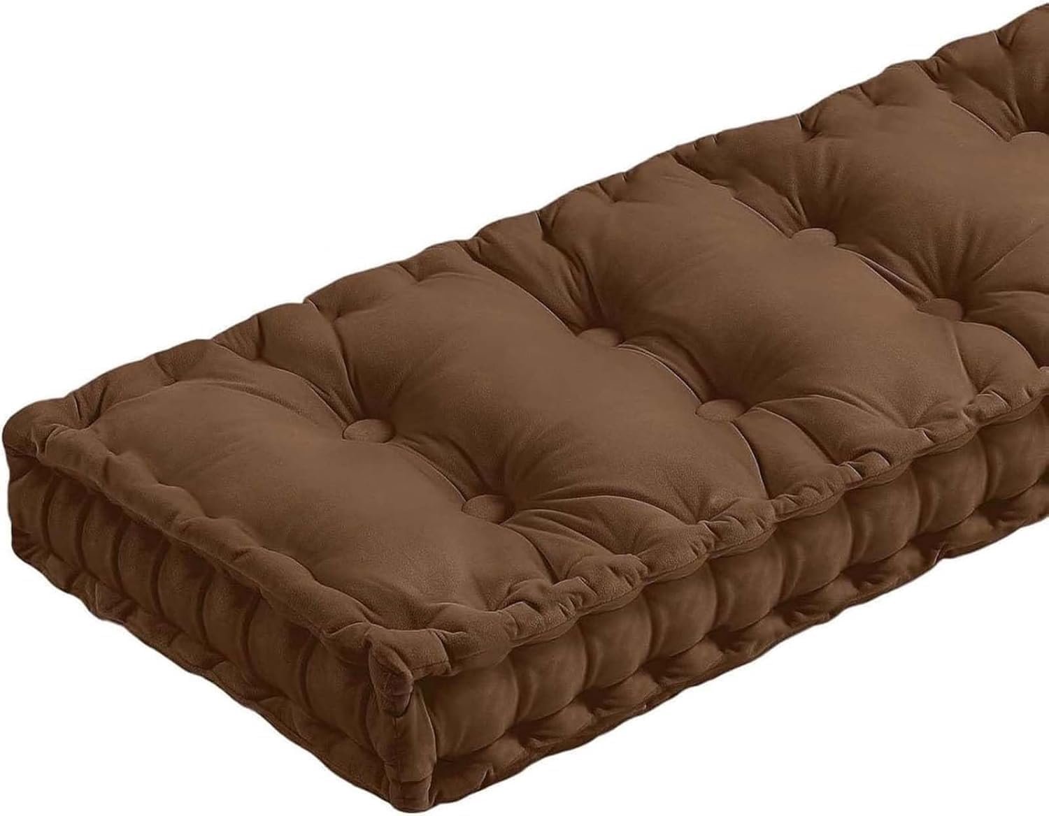 Fluwelen tuinbankkussen, voor binnen/buiten, 80 x 50 x 10 cm, ideaal voor 2/3/4-zits terrasmeubels, erker, gazon, stijlvol bruin kussen, waterbestendig, comfortabel zitten