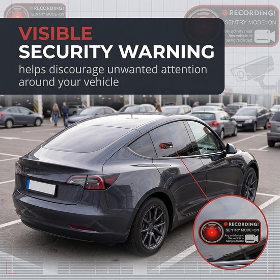 8 stuks waarschuwingsstickers videobewaking, statische raamstickers en buitenkleeffolie voor dashcam en Sentry Mode, camera-waarschuwingsbord voor auto en auto, 11 x 5 cm, zonder resten te — afbeelding 2