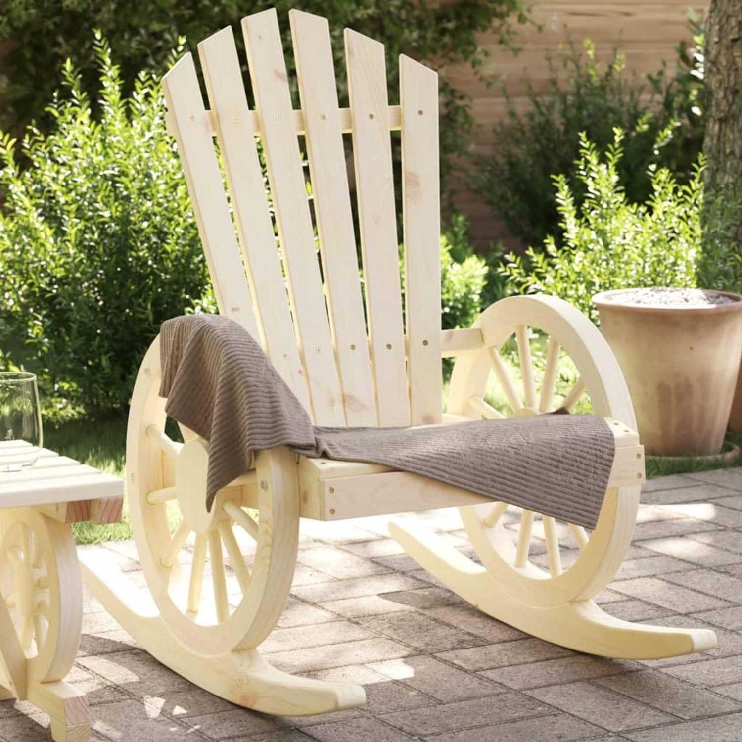 Adirondack Schommelstoel van massief dennenhout, comfortabele tuinstoel met ergonomische rugleuning en armleuningen, ideaal voor terras, terras en buiten, capaciteit