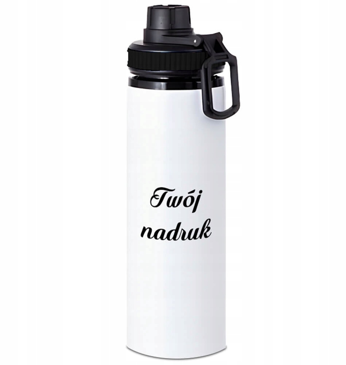 Merkloos Metalen Bidon 850ml met Zwarte Band, Handvat & Tuit