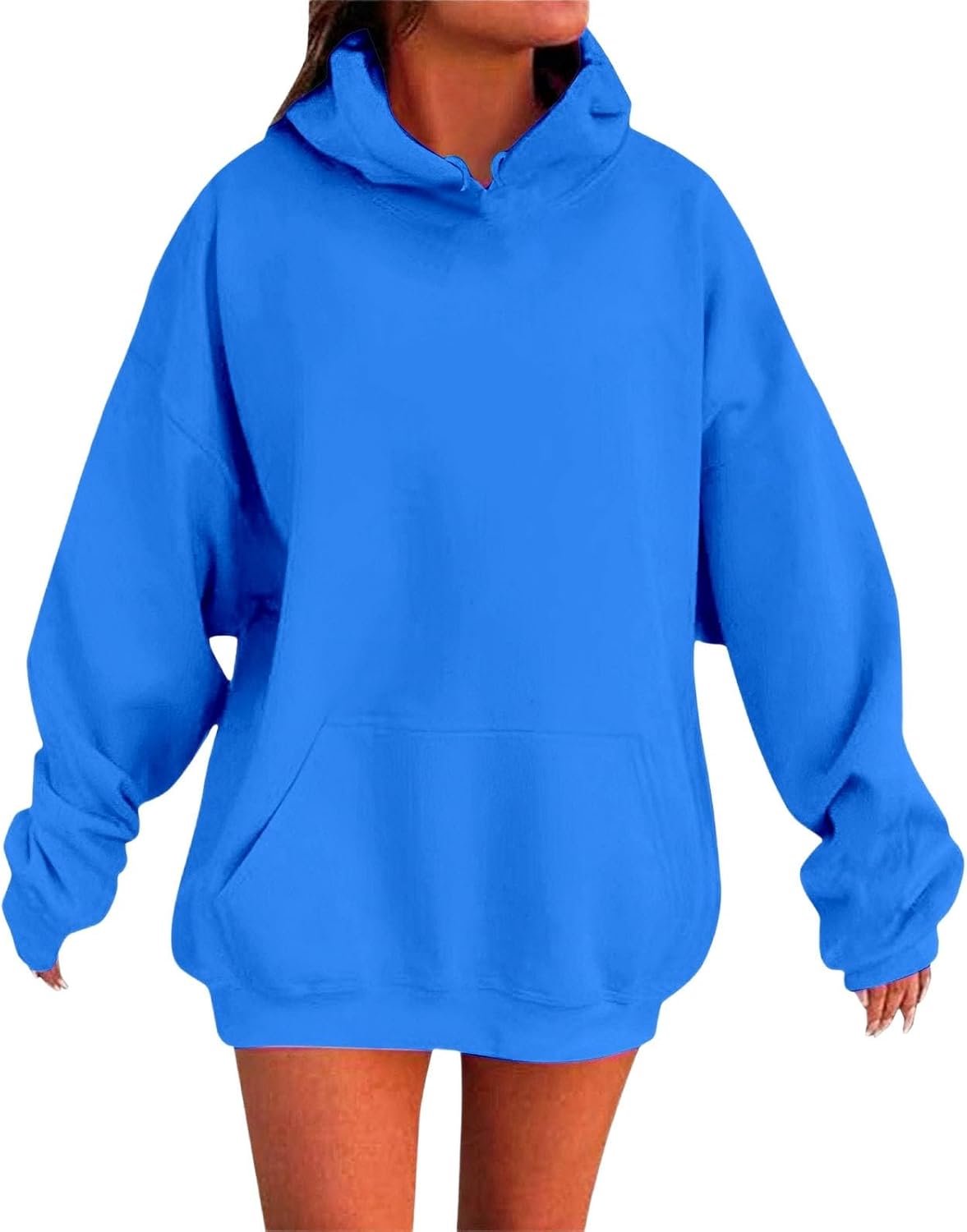 Générique Oversized hoodie voor dames: comfortabele fleece, losse pasvorm, effen kleur, ontwerp met vallende schouders, perfect voor comfort en casual stijl